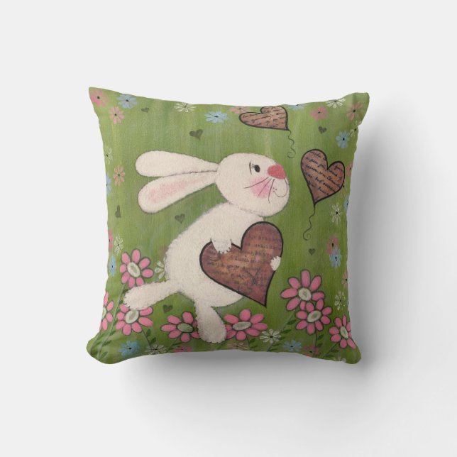 Coussin Un certain lapin vous aime - art d'enfants de (Recto)