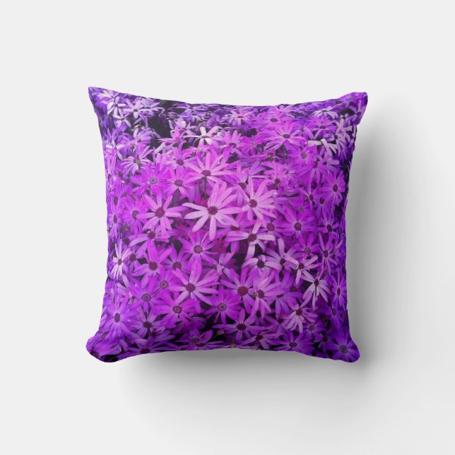 Coussin Un champ de marguerites violettes et roses (Recto)