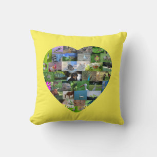 Coussin Un coeur pour les animaux - en jaune