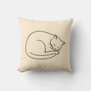 Coussin Un dessin minimaliste d'art en ligne d'un chat cou