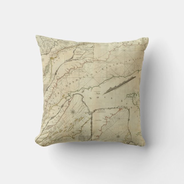 Coussin Un diagramme précis de la rivière St Lawrence (Recto)
