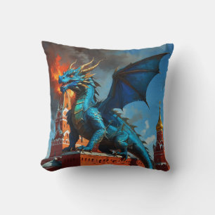 Coussin Un dragon bleu et or visite Moscou