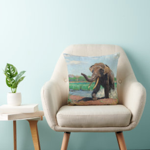 Coussin Un éléphant indien dans un trou d'eau par Wilhelm