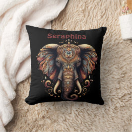 Coussin Un éléphant majestueux orné de motifs complexes