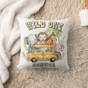 Coussin Un garçon sauvage anniversaire animaux safari