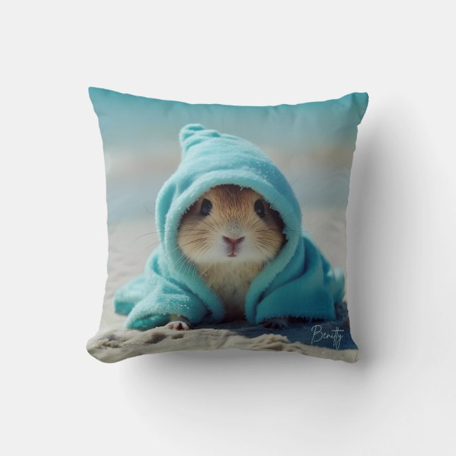 Coussin Un joli hamster sur la plage-Adorable Design d'été (Recto)