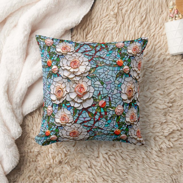 Coussin Un Joli Modèle Floral De Faux Mosaïque (Couverture)