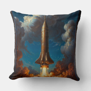 Coussin Un lancement de fusée de fusion rétro à couper le