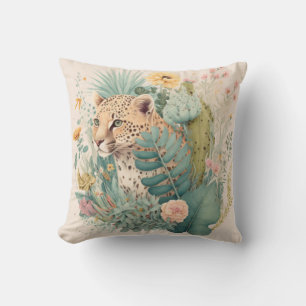 Coussin Un léopard derrière la coutume du buisson