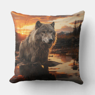 Coussin Un loup dans l'oreiller à lancer