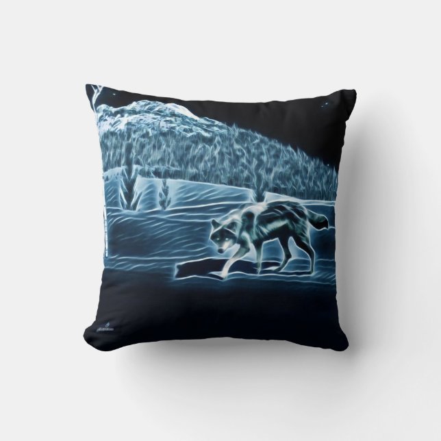 Coussin Un Loup Sur Neige (Recto)