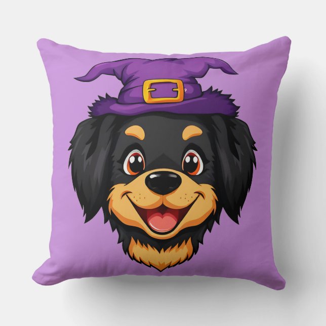 Coussin Un mignon chien en caricature portant un Casquette (Recto)