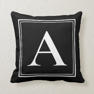 Coussin Un Modèle monogramme Élégant noir blanc moderne