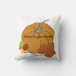 Coussin Un moment pour remercier citrouille et feuille