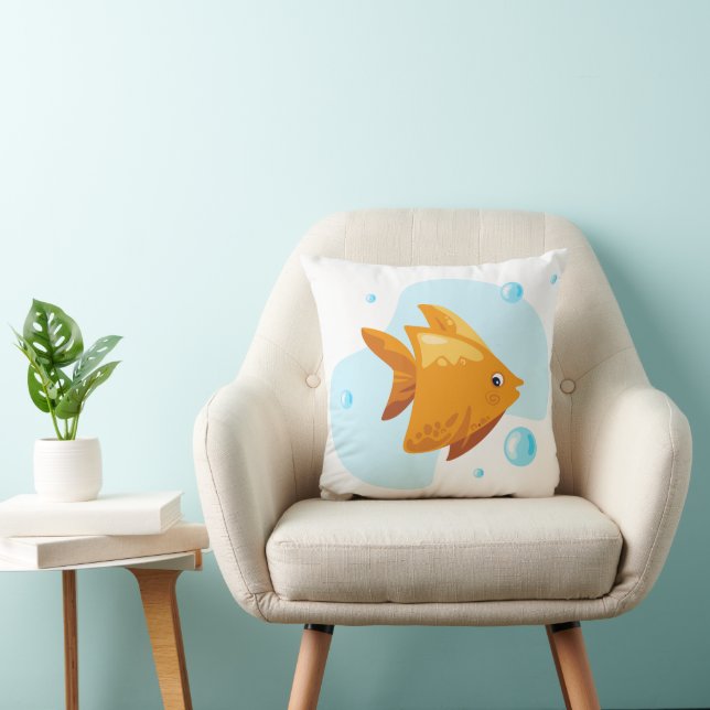Coussin Un monde sous-marin mignon. La vie marine. Poisson (Chaise)