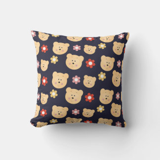 Coussin Un motif sympa avec des ours et des fleurs mignons