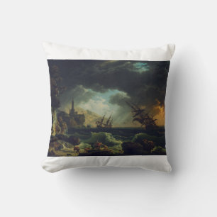 Coussin Un naufrage dans une mer orageuse par Claude-Josep