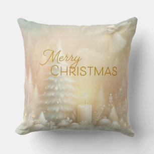 Coussin Un paysage enneigé de fantaisie d'ange de Noël
