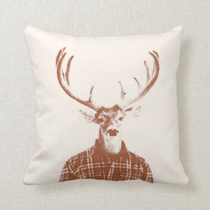Coussin Un Rustique Buck avec des Antlers dans Burnt Orang
