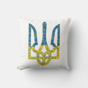 Coussin Un trident ukrainien texturé drapeau d'Ukraine cou