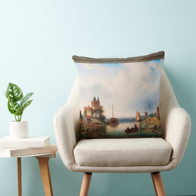 Coussin Un Vaste Paysage De Rivière Avec Des Moulins À Ven (Chaise)