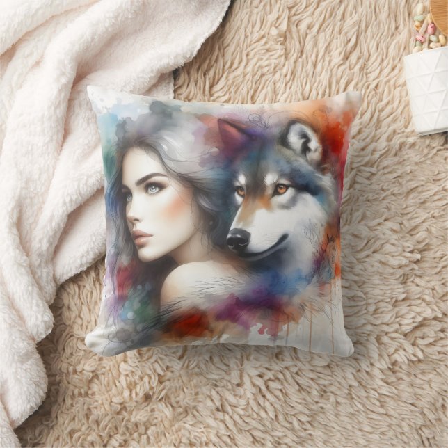 Coussin Une Américaine Autochtone Captivée Par Un Esprit D (Couverture)