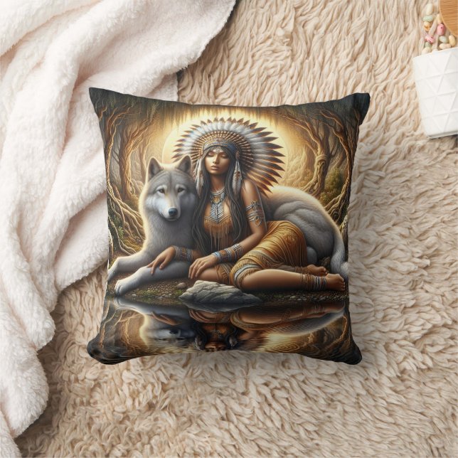 Coussin Une Américaine D'Origine Fusionne Avec La Réflexio (Couverture)
