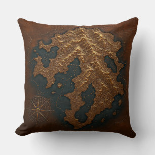 Coussin Une carte ancienne d'un continent inconnu