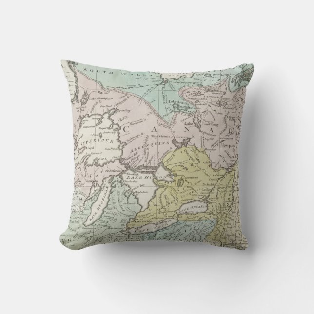 Coussin Une carte précise du Canada, 1761 (Recto)