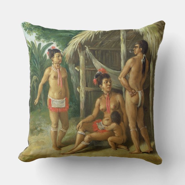 Coussin Une famille de Carib de l'Îles-Sous-le-Vent en (Recto)