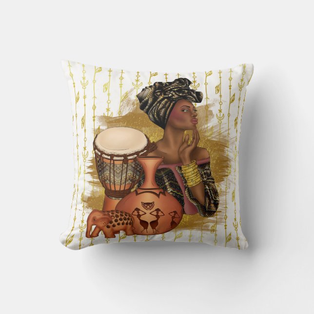 Coussin Une femme africaine lance l'oreiller (Recto)