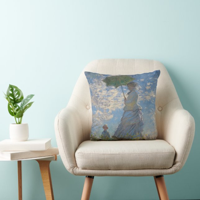 Coussin Une femme avec un parasol | Paysage français (Chaise)