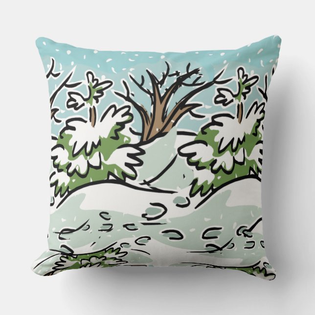 Coussin Une forêt neigeuse - (Recto)