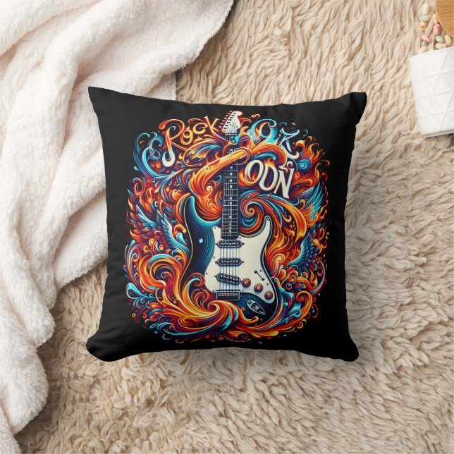 Coussin Une guitare électrique vibrante éclate d'énergie (Couverture)
