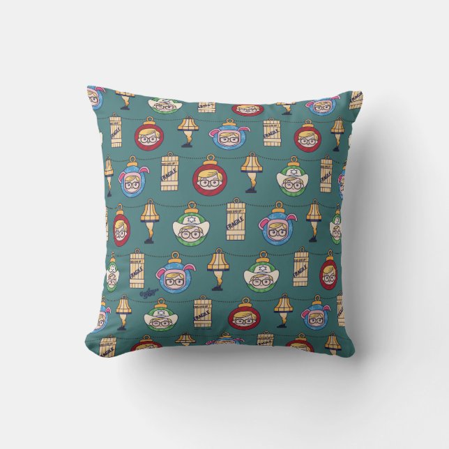 Coussin Une histoire de Noël | Motif de Ralphie et d'ornem (Recto)
