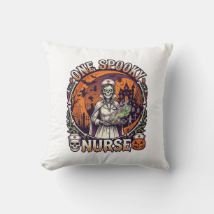 Coussin Une infirmière effrayante Halloween squelette poti