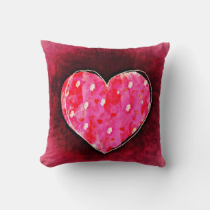Coussin Une mignonne main tiré coeur rose sur une texture 