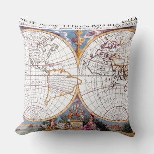 Coussin Une Nouvelle Carte De L'Oreiller Terraqueux Du Glo