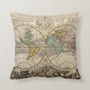 Coussin Une nouvelle carte du monde entier avec les vents