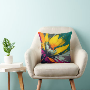 Coussin Une odyssée florale – Fleur expressive en mouvemen