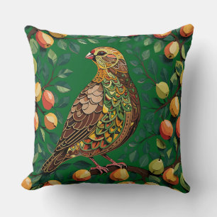 Coussin Une Perdrix Dans Un Arbre À Poires Découpé Comme U