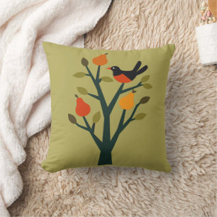 Coussin Une Perdrix Dans Un Pochoir Découpe Arbre Fruitier