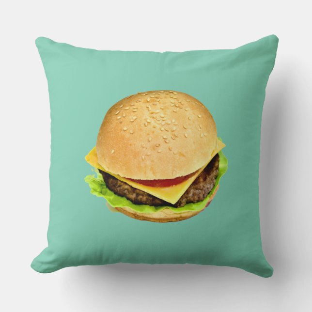 Coussin Une photo de gros cheeseburger juteux (Recto)