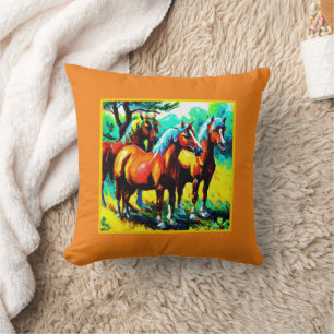 Coussin Une pièce d'art Cheval brillante et joyeuse. Comma