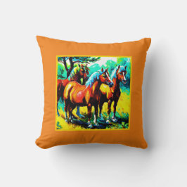 Coussin Une pièce d'art Cheval brillante et joyeuse. Comma