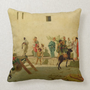 Coussin Une scène romaine de rue avec des musiciens et un