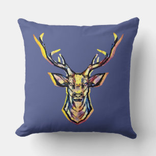 Coussin Une tête de cerf comme une image colorée à l'aquar