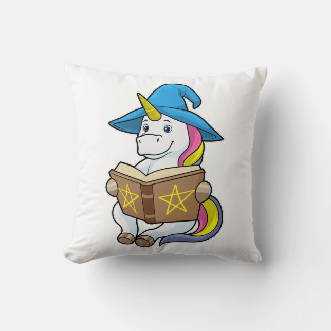 Coussin Unicorn as Wizard with Book & Hat (Recto)