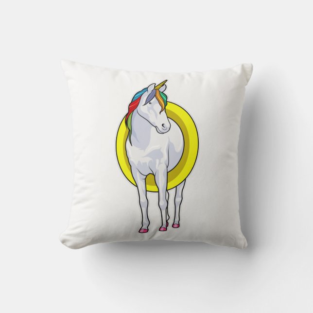 Coussin Unicorne à la natation avec anneau de nage (Recto)