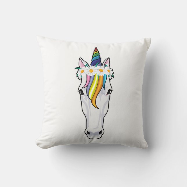 Coussin Unicorne aux fleurs (Recto)